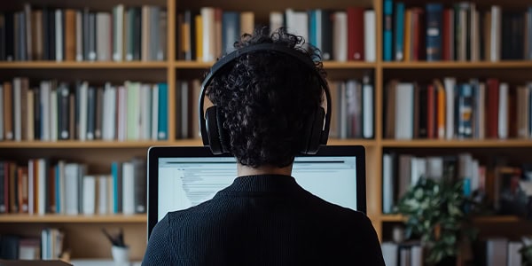 student-with-headphones-studying-at-computer-in-library